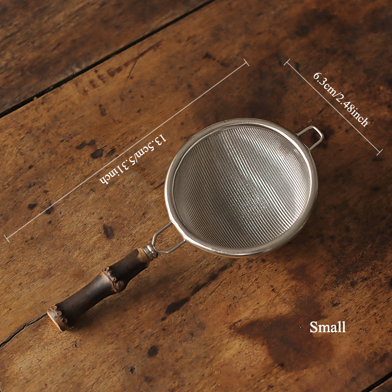 Gohobi New Purple Bamboo Handle Stainless Steel Tea Strainer
