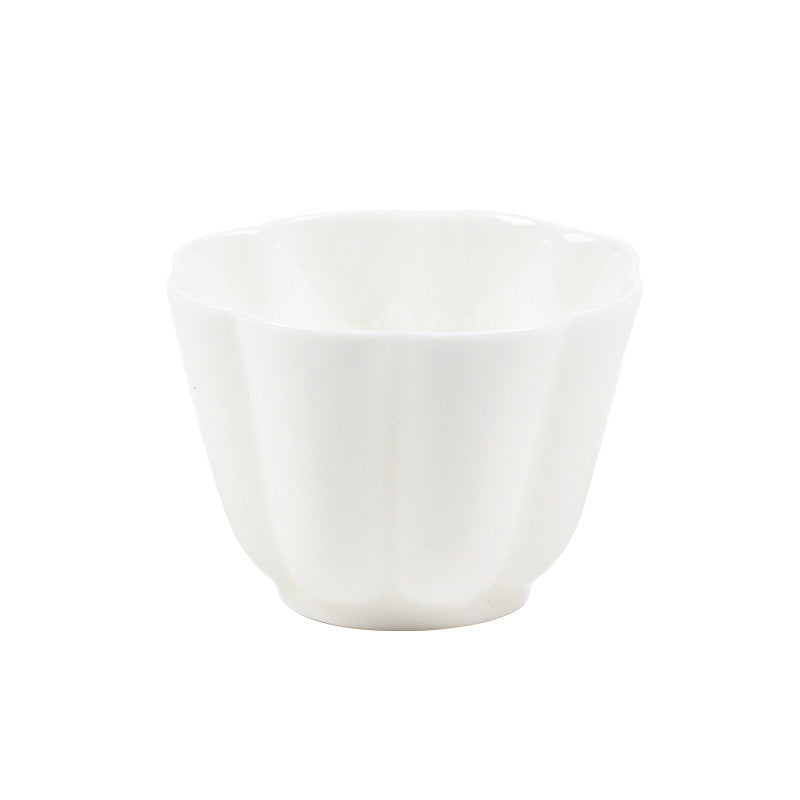 Gohobi Handmade White Porcelain Teacup – Thin Porcelain Flower Rim Gongfu Master Cup