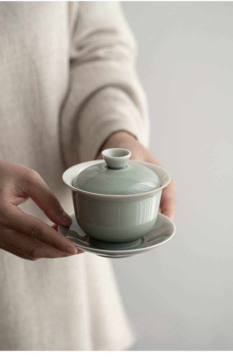 Gohobi Japanese-style Ice Ash Soot Glaze Sancai Gaiwan