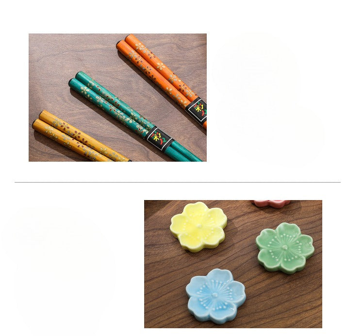 Ensemble de porte-baguettes en forme de lapin en jade à fleurs dorées de style japonais, coffret cadeau pour baguettes haut de gamme pour la fête de la mi-automne, serpillière à baguettes en céramique, sens haut de gamme pour la maison