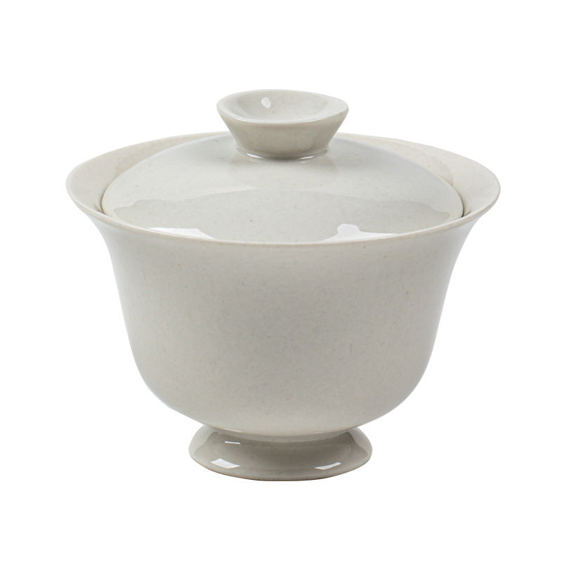 Gohobi Plant Ash Glaze High Foot Gaiwan – Song Style Handmade Literati Tea Bowl