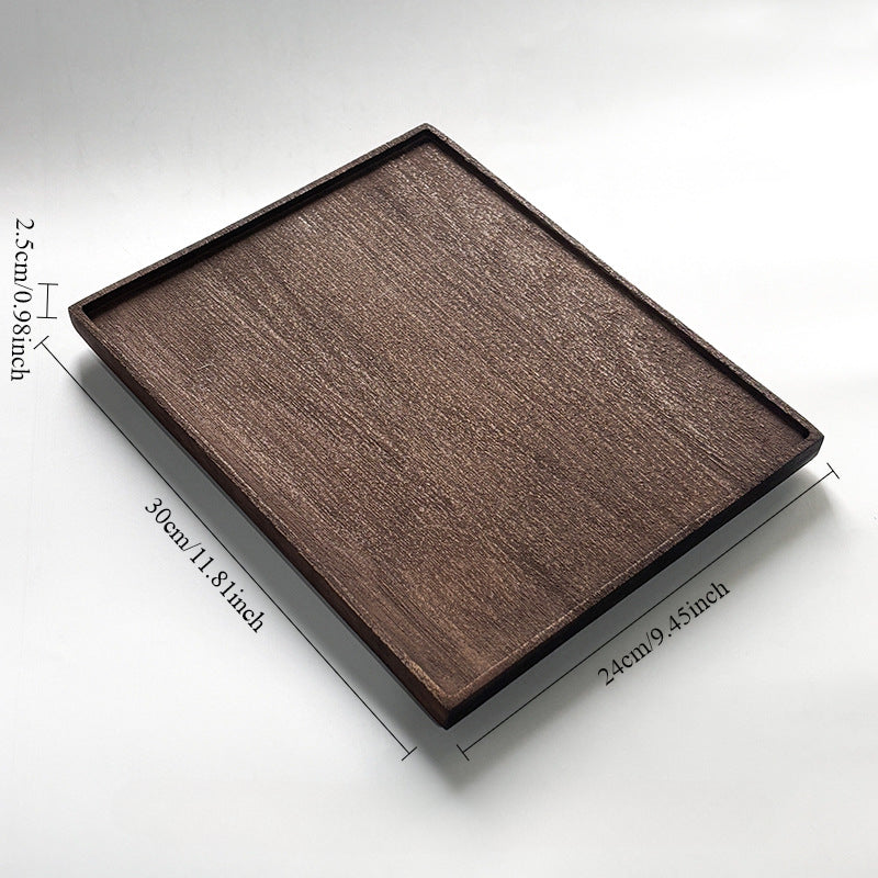 Plateau rectangulaire en bois noir de style japonais Gohobi Wabi-Sabi 005