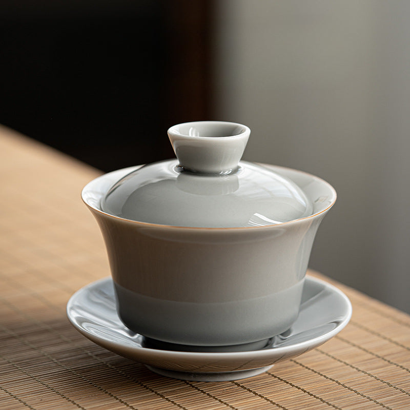 Gohobi Japanese-style Ice Ash Soot Glaze Sancai Gaiwan