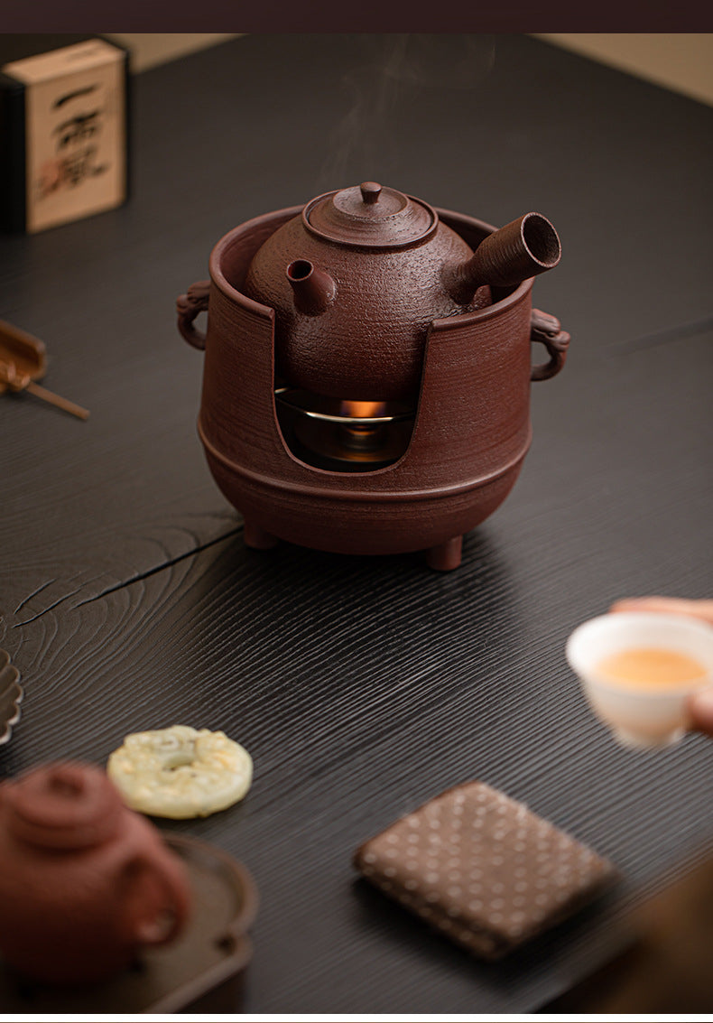 Gohobi Traditional Teapot and Stove Set 003 Old Rock Mud