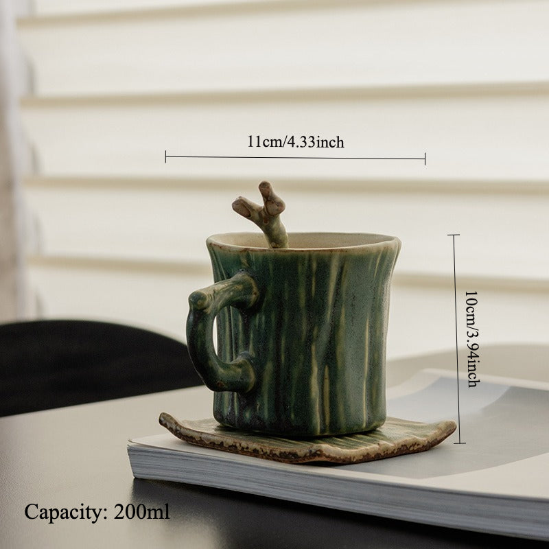 Gohobi Rustic Ceramic Coffee Cup & Saucer Set