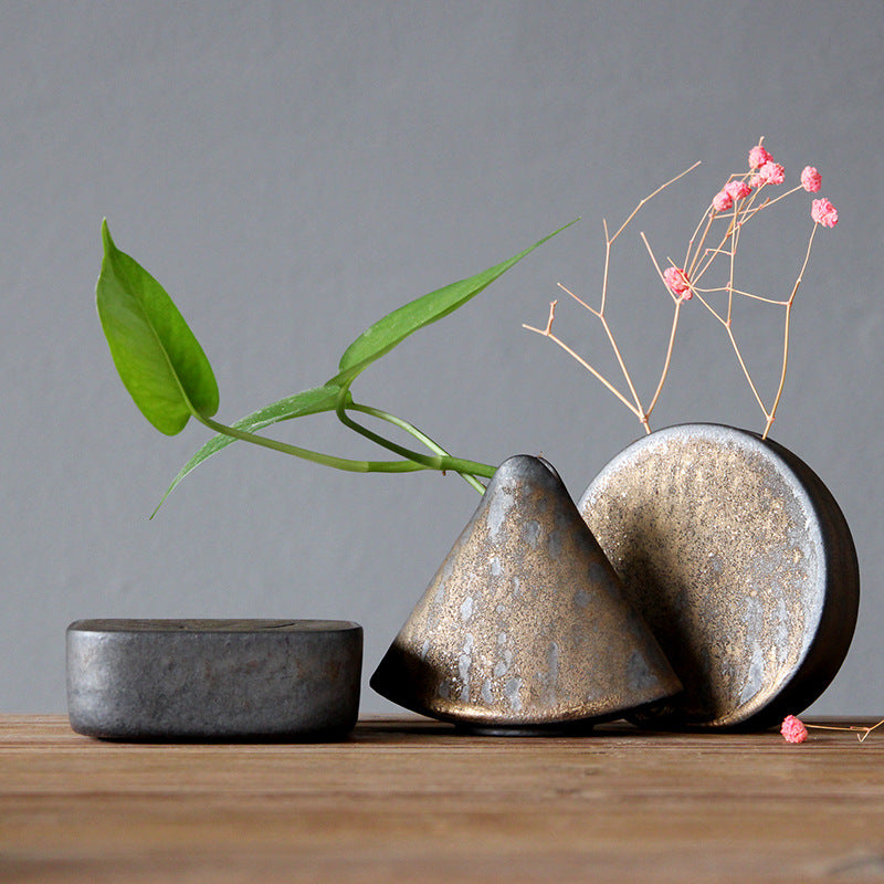 Ensemble de vases de table noirs dorés de style japonais Gohobi