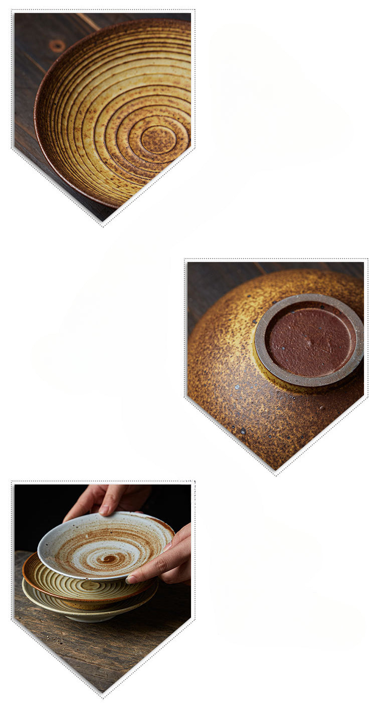 Assiette à pâtes en grès de style japonais faite à la main Gohobi
