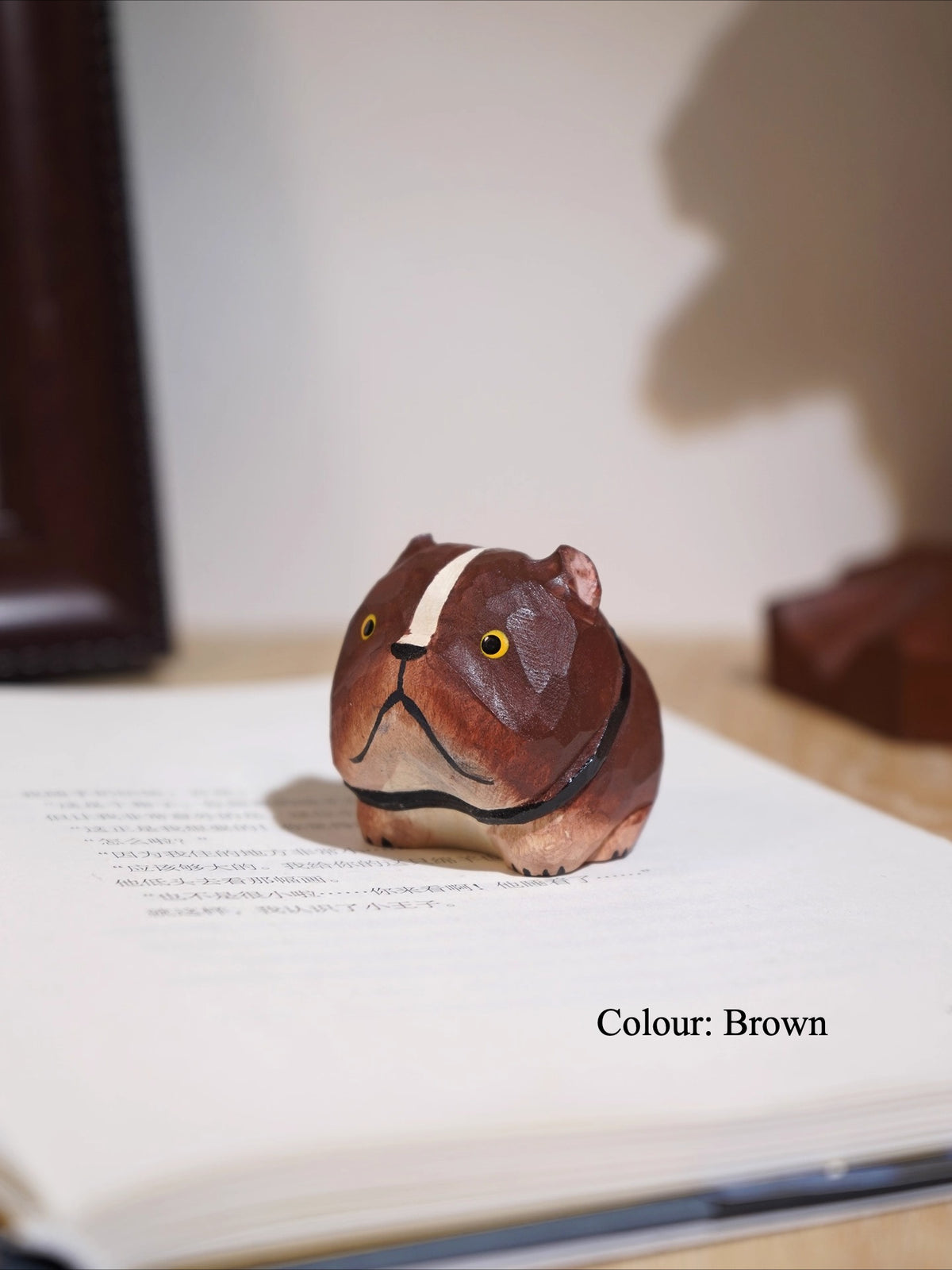 Gohobi Hand-Carved Wooden Puppy Figurine