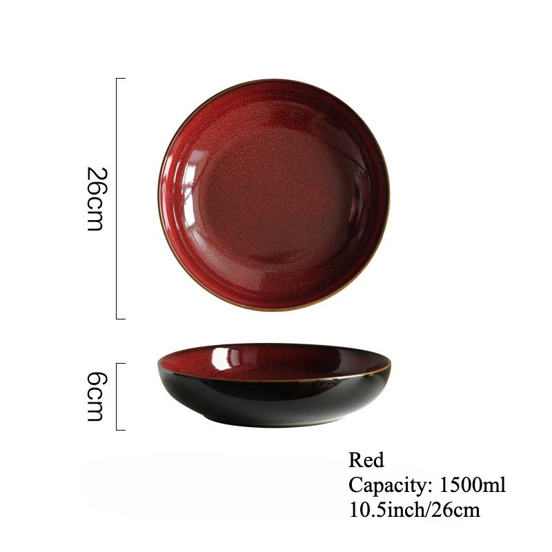 Gohobi Japanese Kiln-Change Ceramic Pasta and Salad Plate