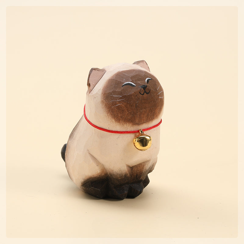 Gohobi Handcrafted Large Wooden Siamese Cat Ornament
