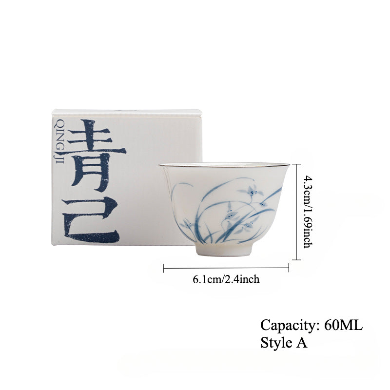 Gohobi Hand-Painted Blue-and-White Thin-Walled Teacup