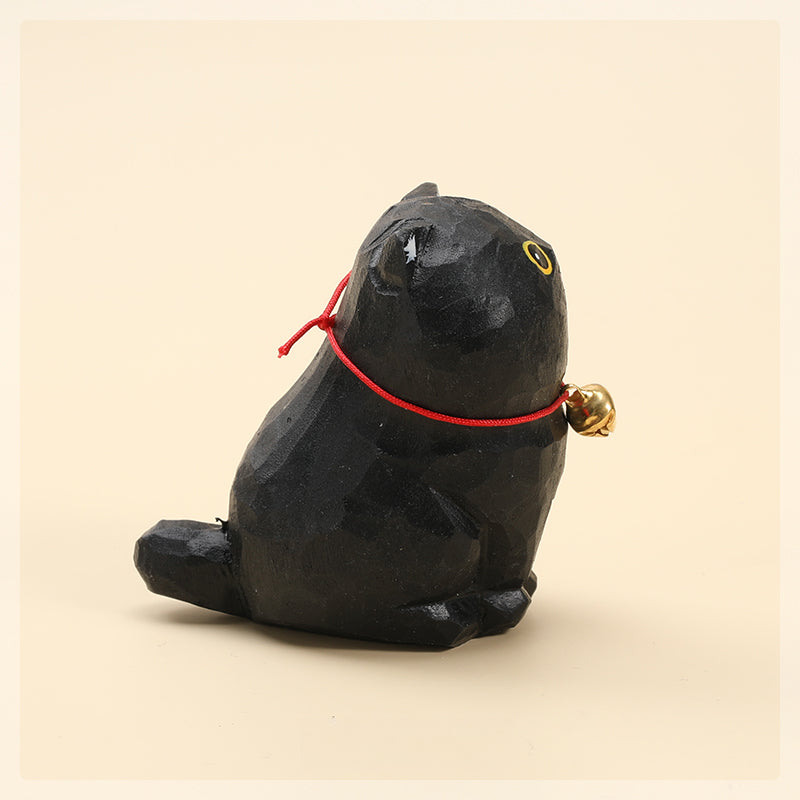 Gohobi Handcrafted Large Wooden Black Cat Ornament