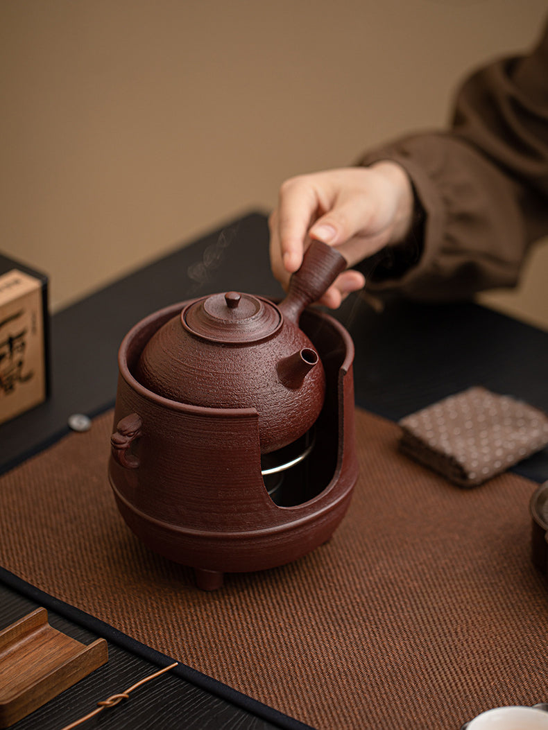 Gohobi Traditional Teapot and Stove Set 003 Old Rock Mud
