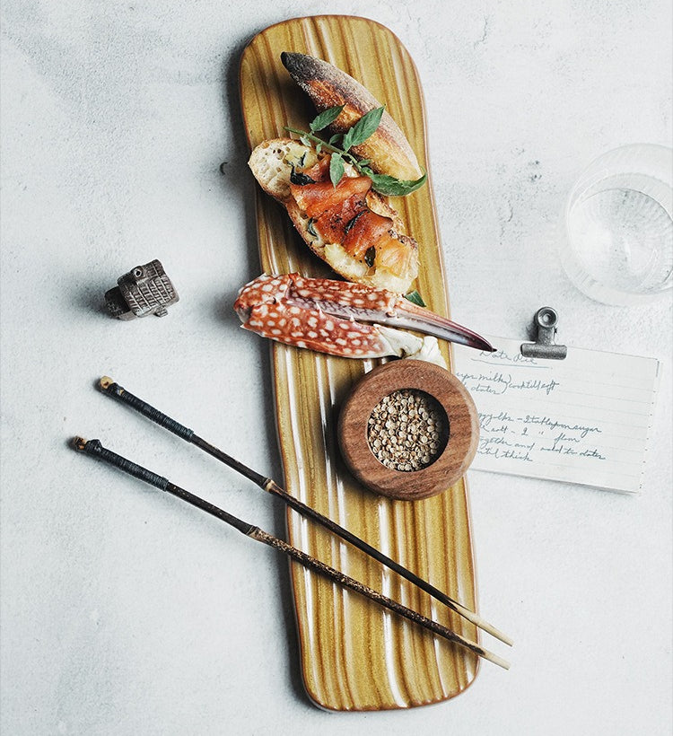 Gohobi Hand-Painted Rectangular Sushi Plate