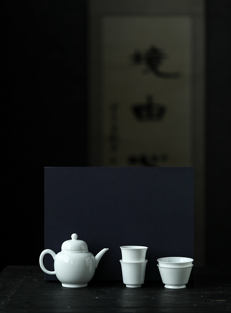 Gohobi Jingdezhen Sweet White Porcelain Teapot Set