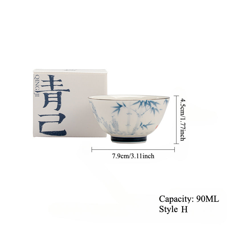 Gohobi Hand-Painted Blue-and-White Thin-Walled Teacup