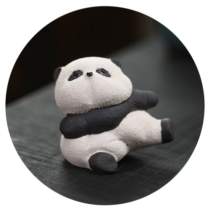 Gohobi fait à la main en céramique YiXing argile Gongfu Panda ornement thé animal de compagnie