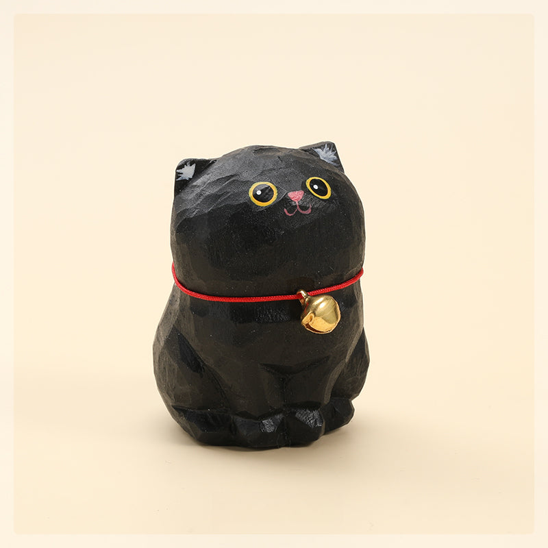 Gohobi Handcrafted Large Wooden Black Cat Ornament