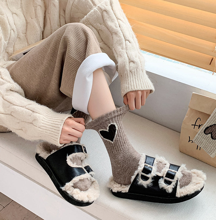 Chaussettes en laine Gohobi en forme de cœur