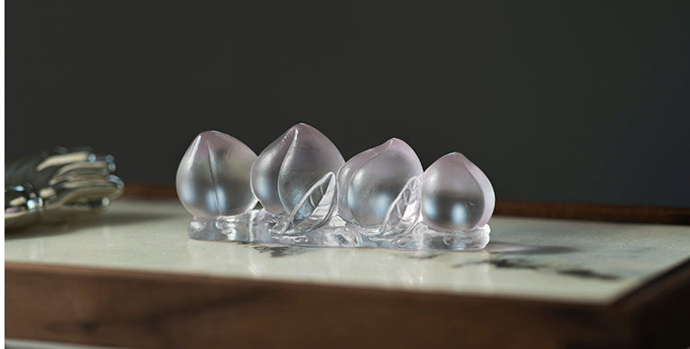 Porte-stylo en verre coloré en forme de pêche en pate de verre Gohobi