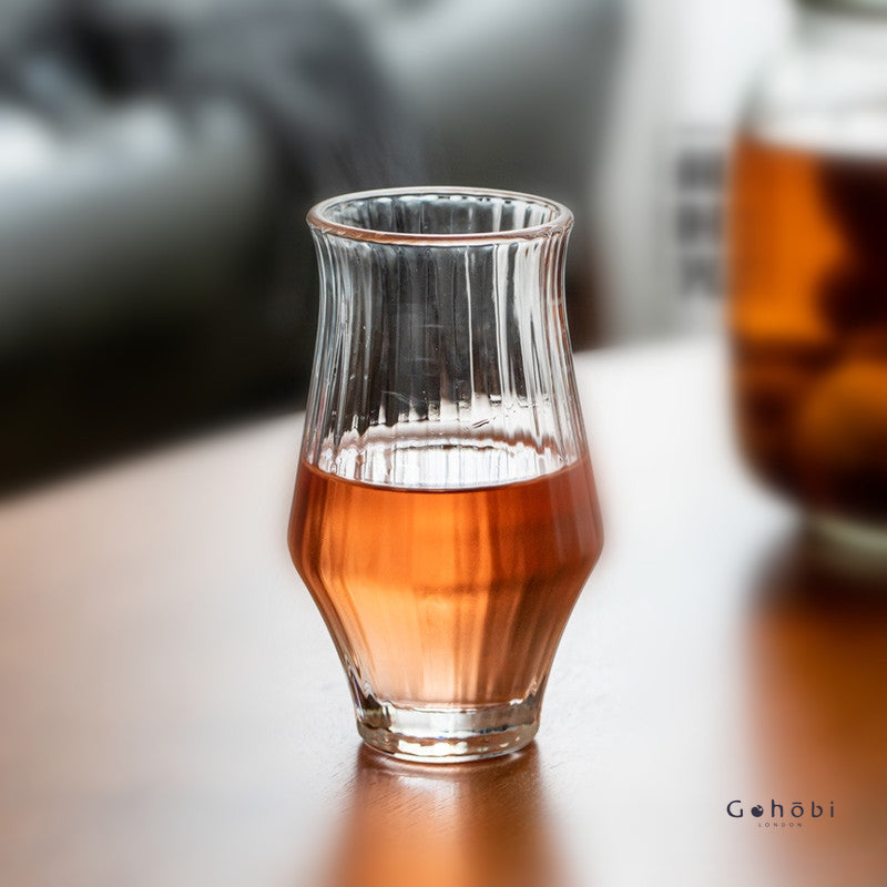 Gohobi Tasse à thé aromatique en verre rayé faite à la main