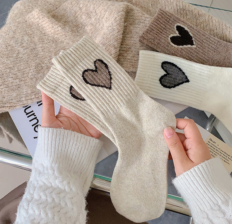 Chaussettes en laine Gohobi en forme de cœur