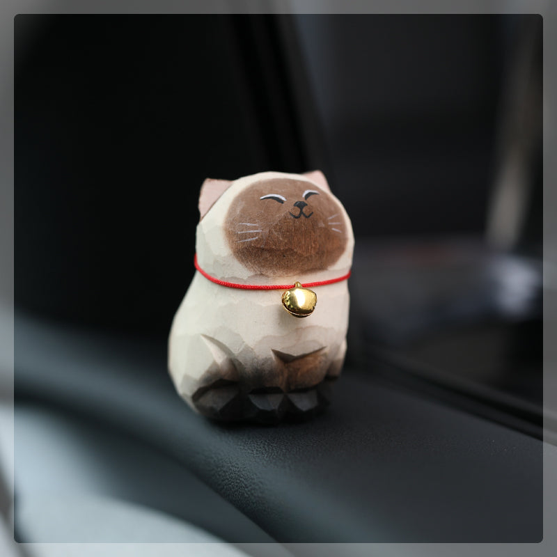 Gohobi Handcrafted Large Wooden Siamese Cat Ornament