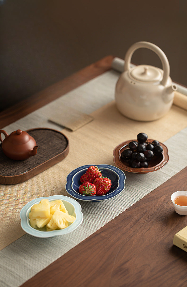 Gohobi Traditional Japanese Glazed Fruit Nuts Small Plate - Begonia Lotus 008