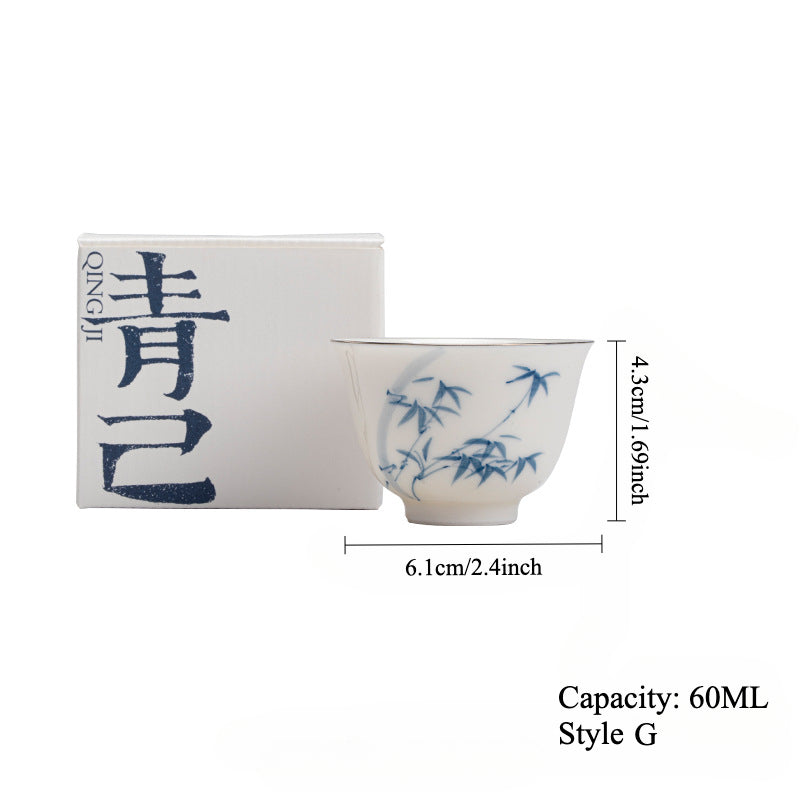 Gohobi Hand-Painted Blue-and-White Thin-Walled Teacup