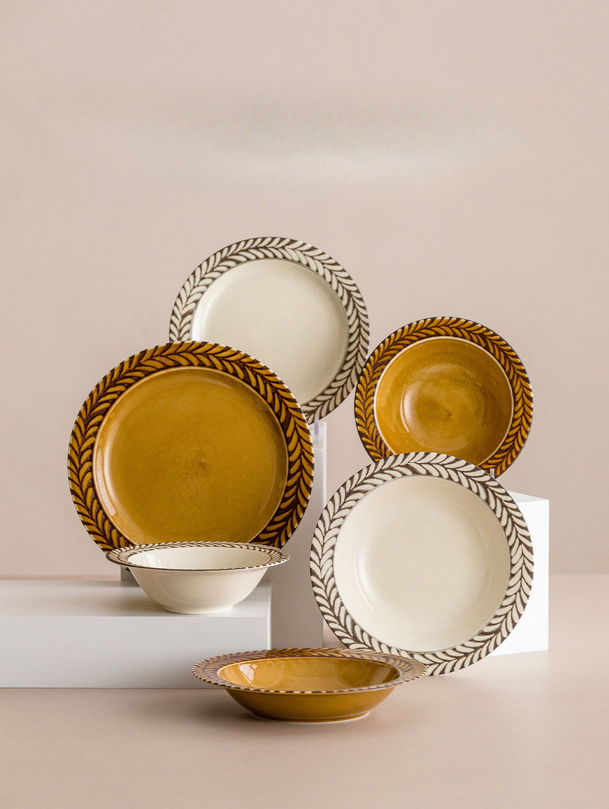 Assiette en céramique de romarin importée du Japon, assiette profonde rétro japonaise, vaisselle de table à manger française en gros, vaisselle ambrée