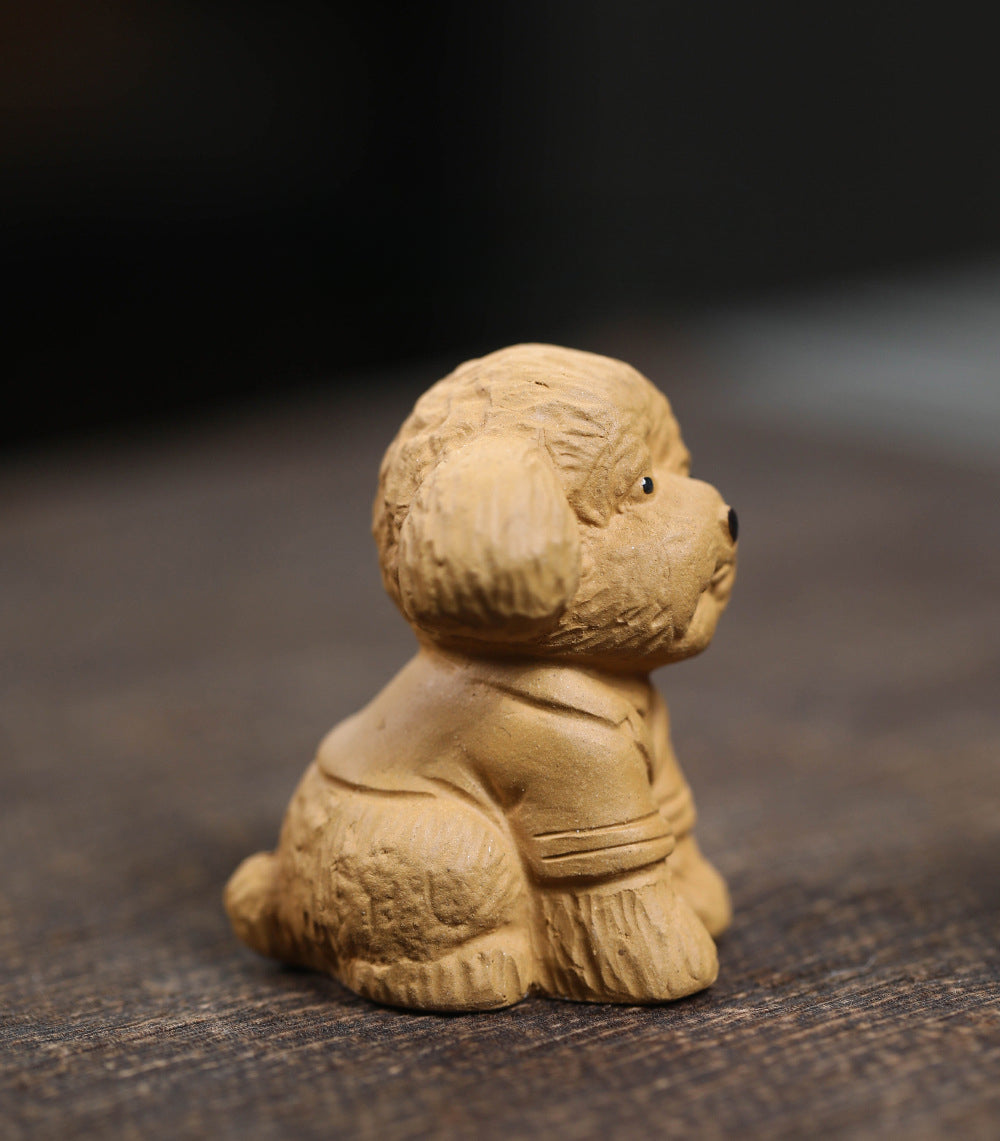 Ornement en forme de chien en peluche en argile YiXing fait à la main en céramique Gohobi
