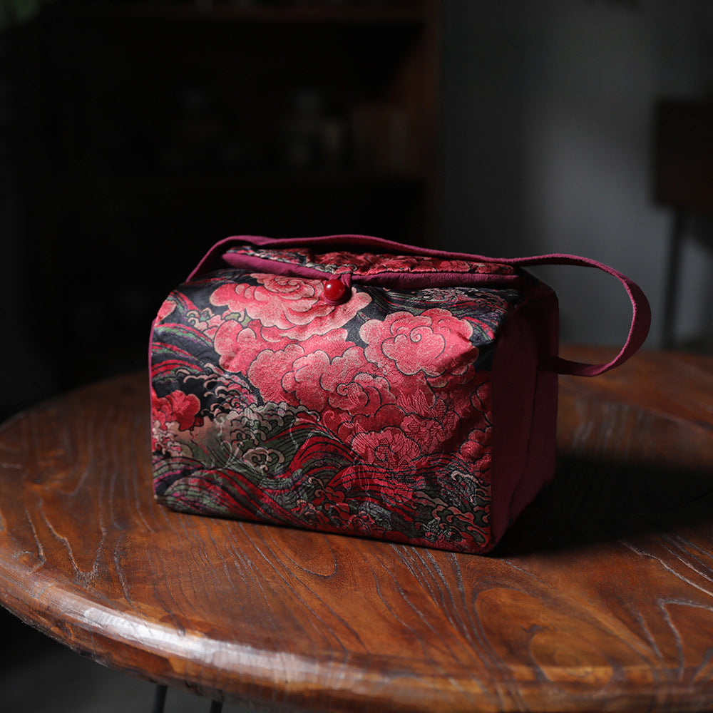 Grand sac de voyage pour le rangement des théières à motif de nuages de Gohobi