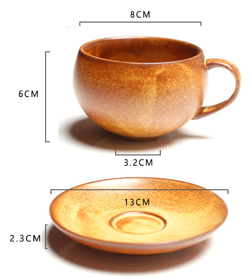 Gohobi Tasse à café japonaise faite à la main avec soucoupe 007
