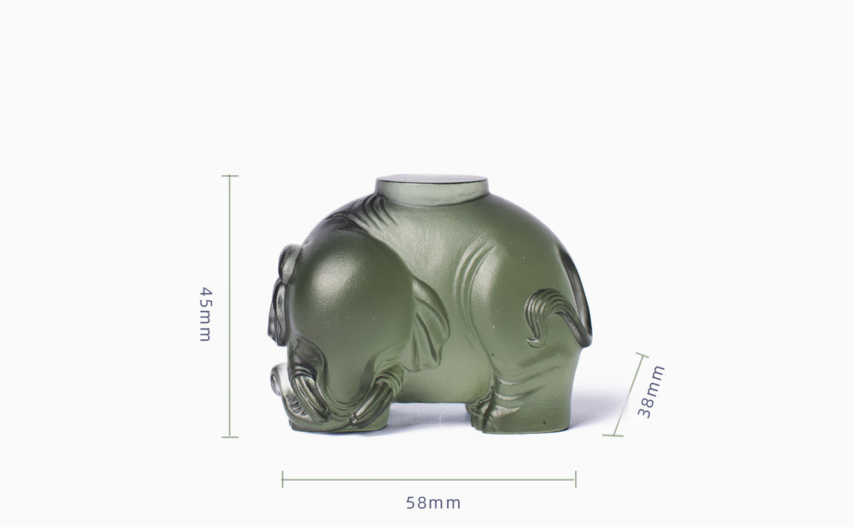 Porte-stylo en verre coloré en forme d'éléphant en pate de verre Gohobi
