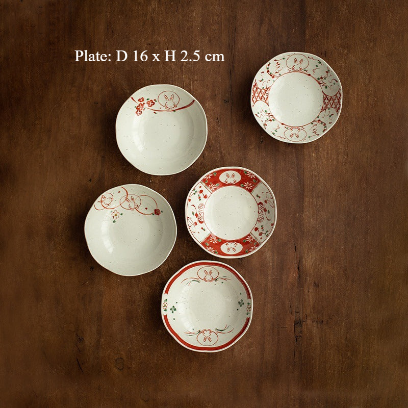 Gohobi Japanese Mino Ware Sakura Rabbit Mug Set