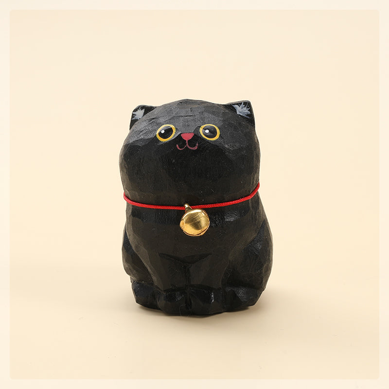 Gohobi Handcrafted Large Wooden Black Cat Ornament