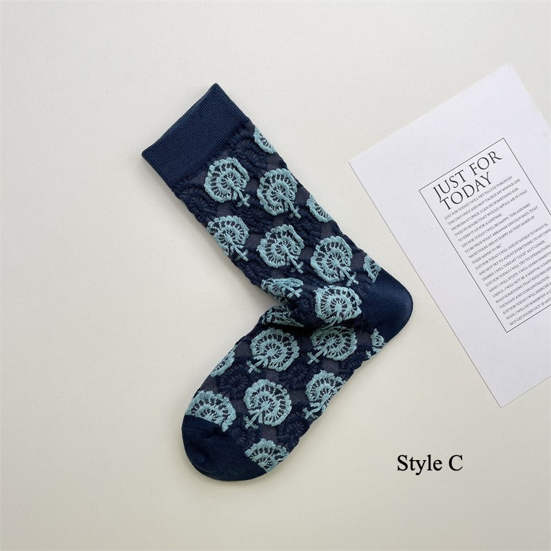 Gohobi Geometric Embossed Irregular Pattern Socks