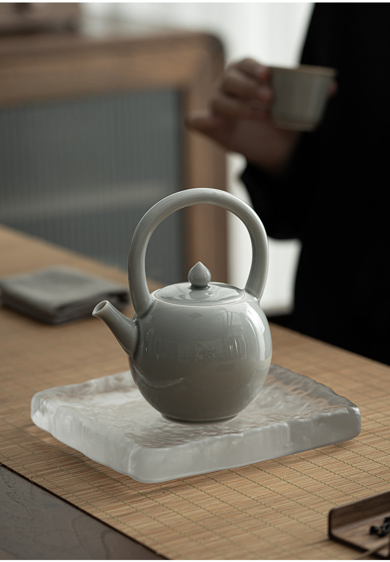 Théière japonaise Gohobi gris glacé et vert 004