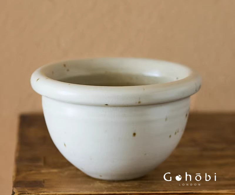 Gohobi Ceramic Garlic Masher Mortar Bowl – Handmade Garlic Crusher and Chili Grinding Bowl
