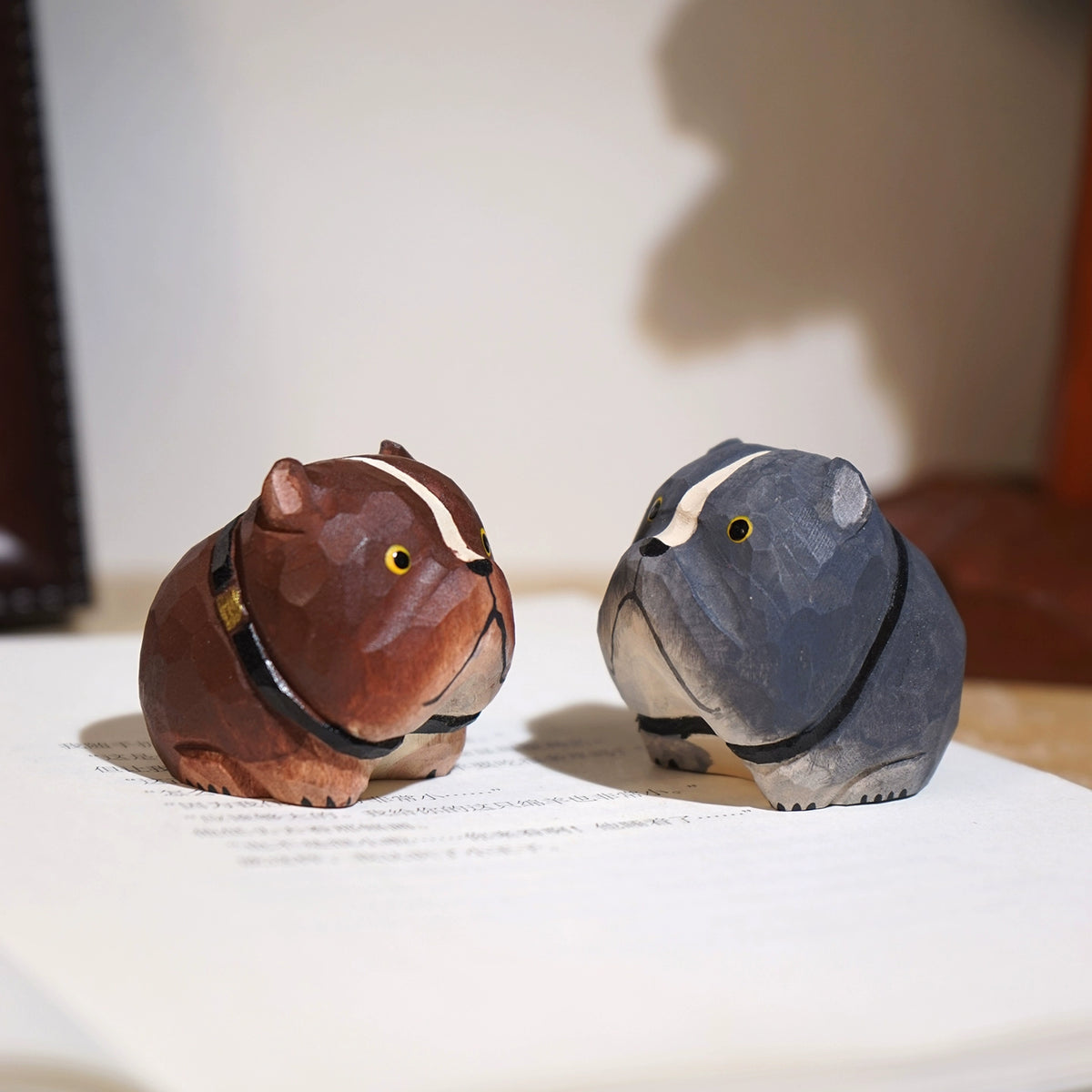 Gohobi Hand-Carved Wooden Puppy Figurine