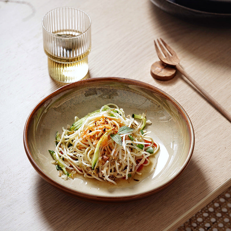 Gohobi Japanese Kiln-Change Ceramic Pasta and Salad Plate