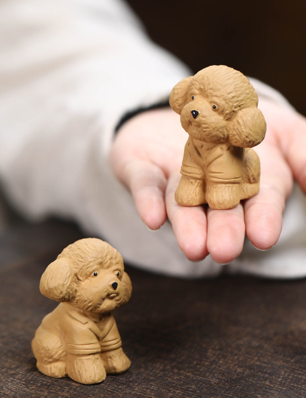 Ornement en forme de chien en peluche en argile YiXing fait à la main en céramique Gohobi