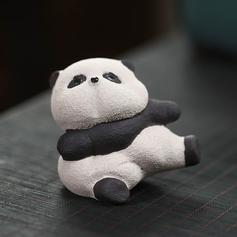 Gohobi fait à la main en céramique YiXing argile Gongfu Panda ornement thé animal de compagnie