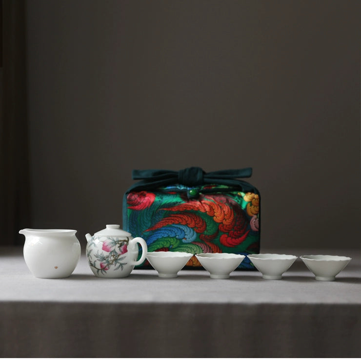 Gohobi Large Colourful Silk Teaware Storage Travel Bag Shifuku
