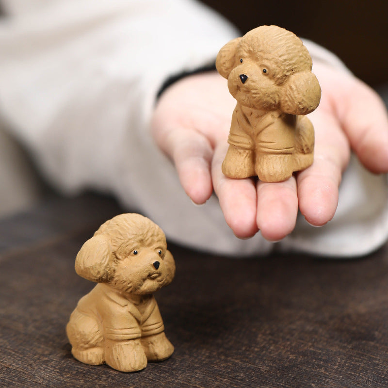 Ornement en forme de chien en peluche en argile YiXing fait à la main en céramique Gohobi