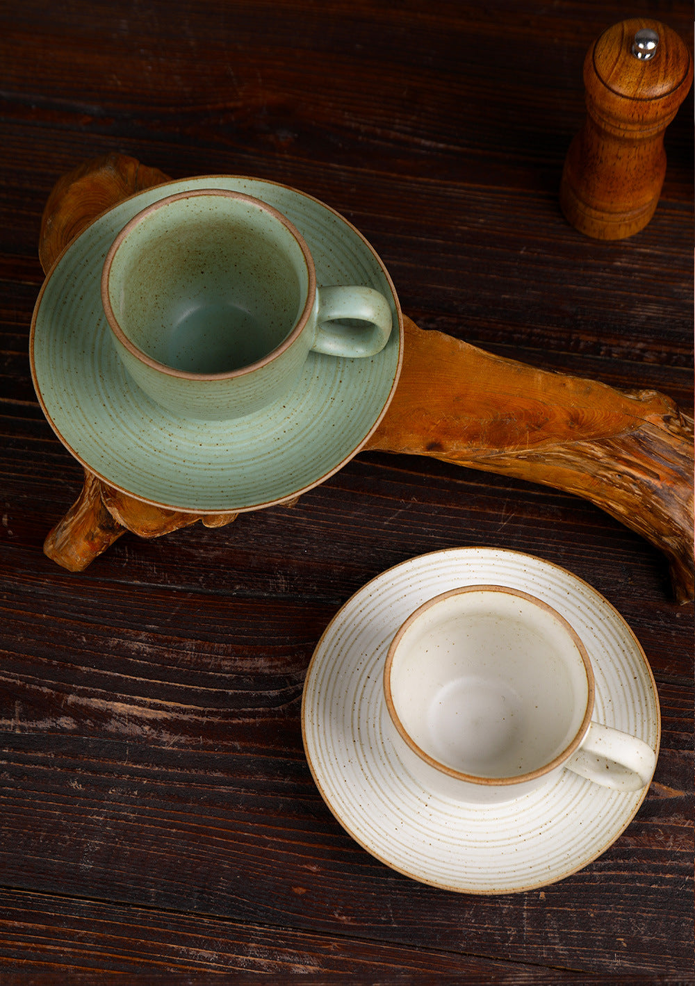 Ensemble tasse à café et soucoupe en grès japonais vintage fait main Gohobi