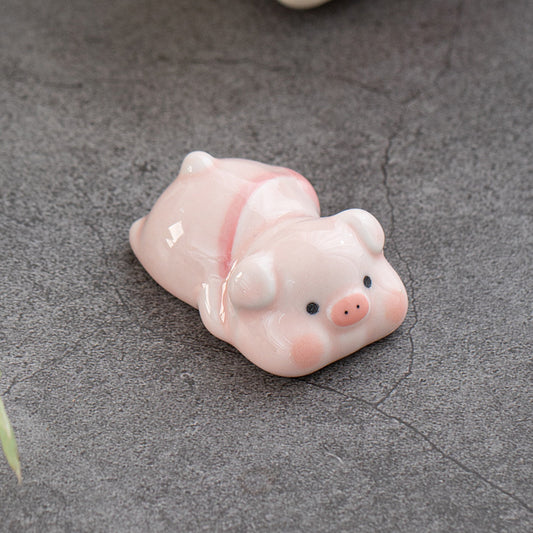 Gohobi Pink Pig Ceramic Chopstick Rest