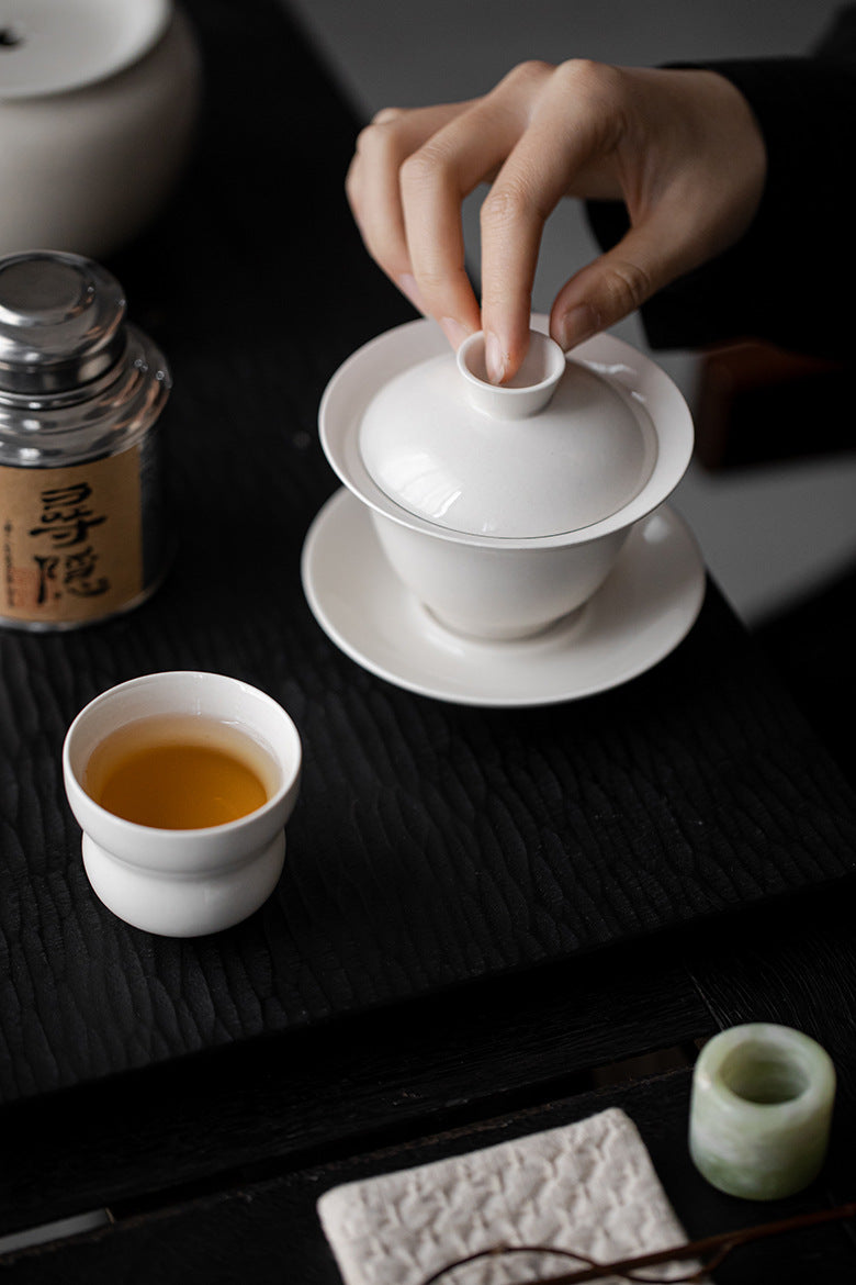 Gohobi Handmade Grass Ash Glaze Sancai Gaiwan
