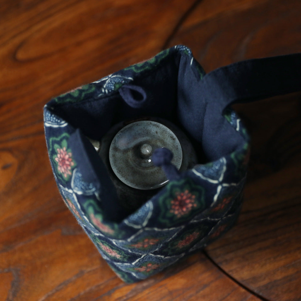 Gohobi Floral Old Pattern Teaware Storage Travel Bag Shifuku