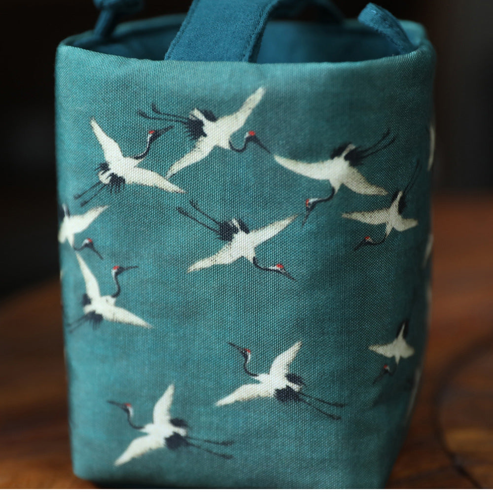 Gohobi Birds Mountains Rivers Teaware Storage Travel Bag (Handle Version) Shifuku